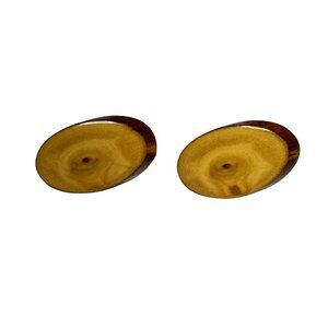 Vintage Natural Wood Disk Cufflinks Tree Rings Gold-Tone Woodworker